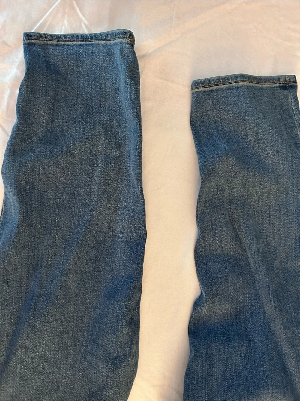 J. Crew Blue Denim Skinny Jeans with Gold Stitching